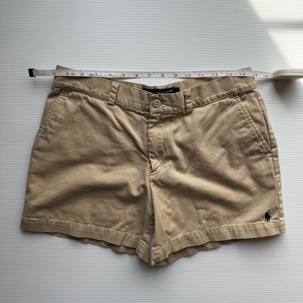 Ralph Lauren Sport Women's Khaki Chino Shorts Sz 8 Cotton Mid-Rise 4" Inseam - Picture 6 of 9